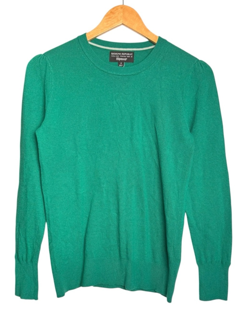Banana Republic Filpucci Wool Fine Knit Puff Sleeve Sweater Size Small Green